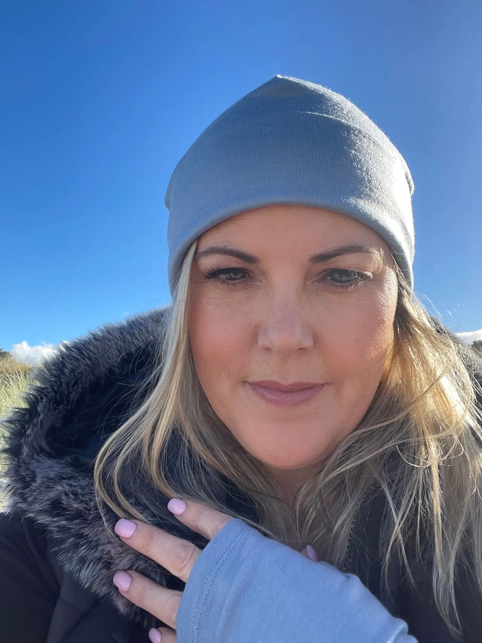 100% MERINO BEANIE CUFFED/SLOUCH DUSK BLUE