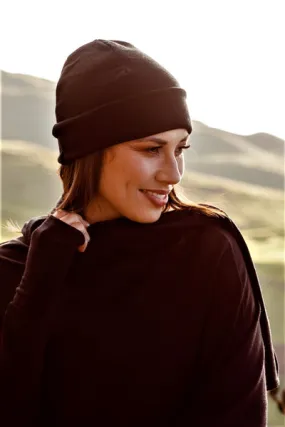 100% MERINO BEANIE UNISEX CUFFED/SLOUCH BLACK