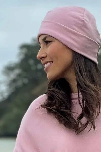 100% MERINO BEANIE UNISEX CUFFED/SLOUCH BLUSH