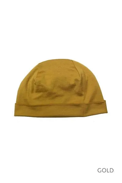 100% MERINO BEANIE UNISEX CUFFED/SLOUCH GOLD