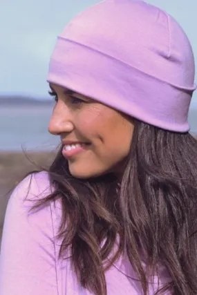 100% MERINO BEANIE UNISEX CUFFED/SLOUCH LILAC