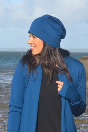 100% MERINO BEANIE UNISEX CUFFED/SLOUCH TWILIGHT