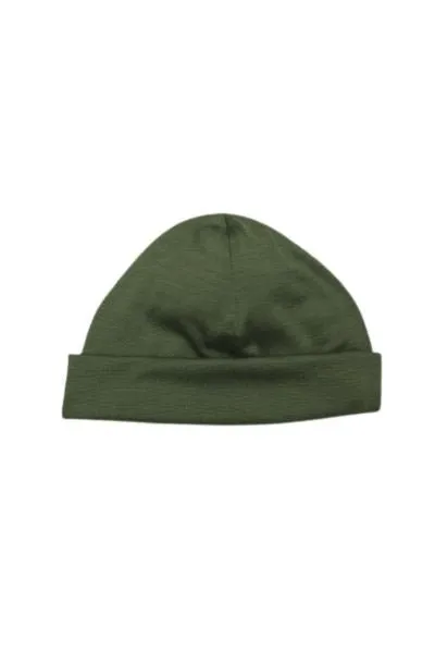 100% MERINO BEANIE UNISEX CUFF/SLOUCH KHAKI