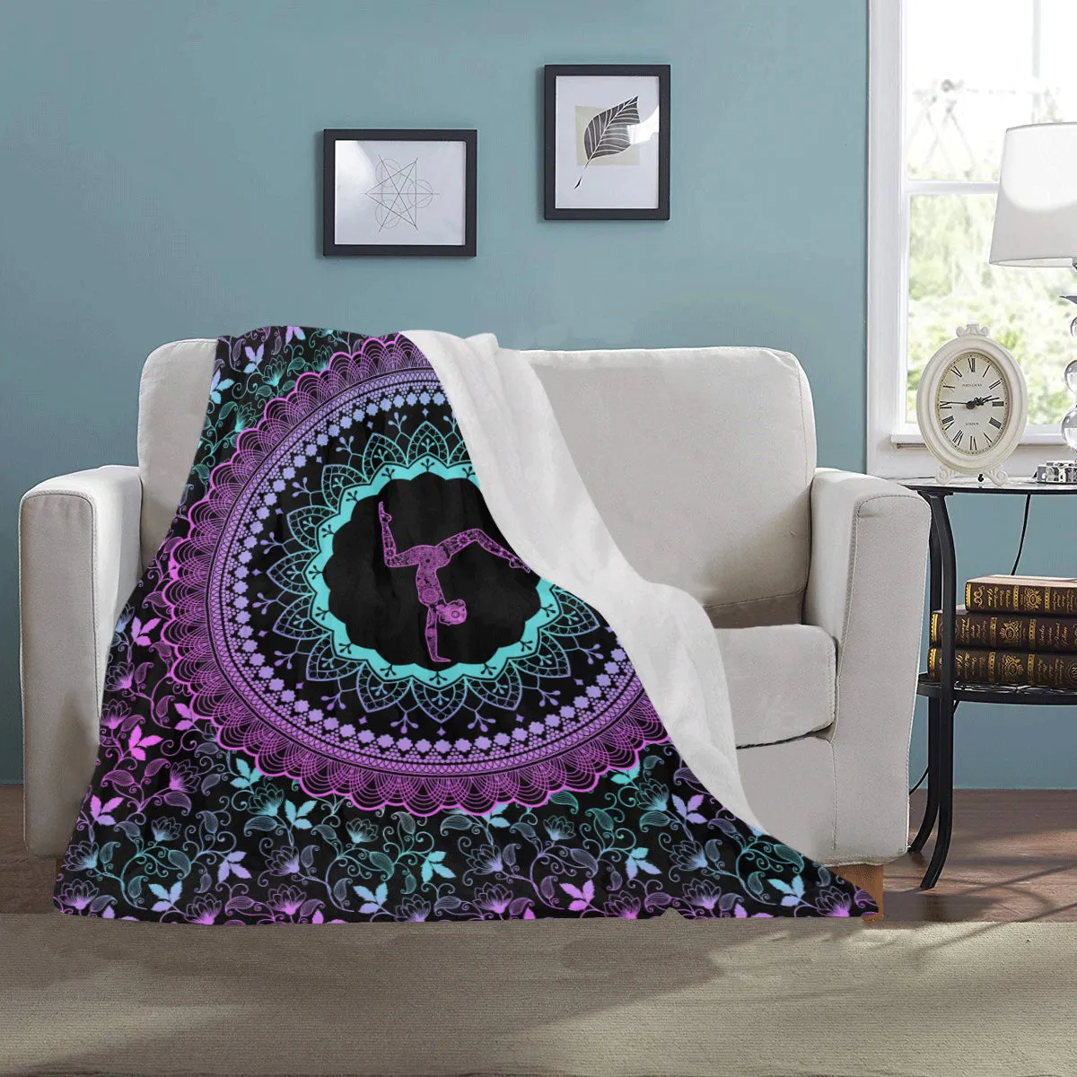 Black Mandala Fleece Blanket