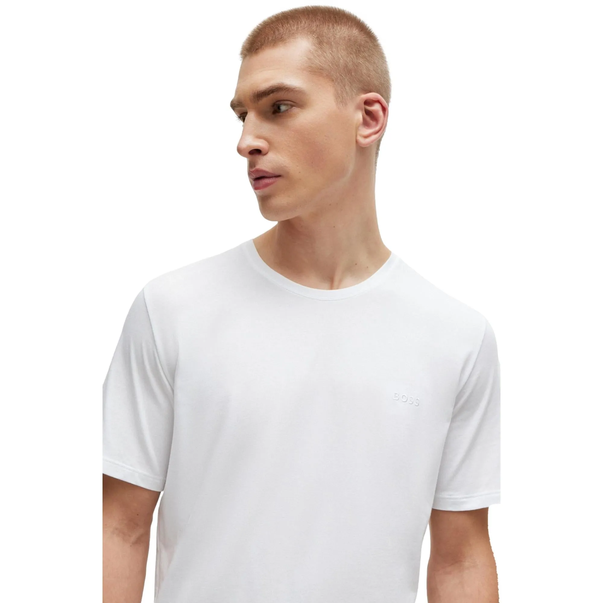 BOSS Men Mix & Match Stretch-Cotton Regular Fit T-Shirt With Logo Detail - White