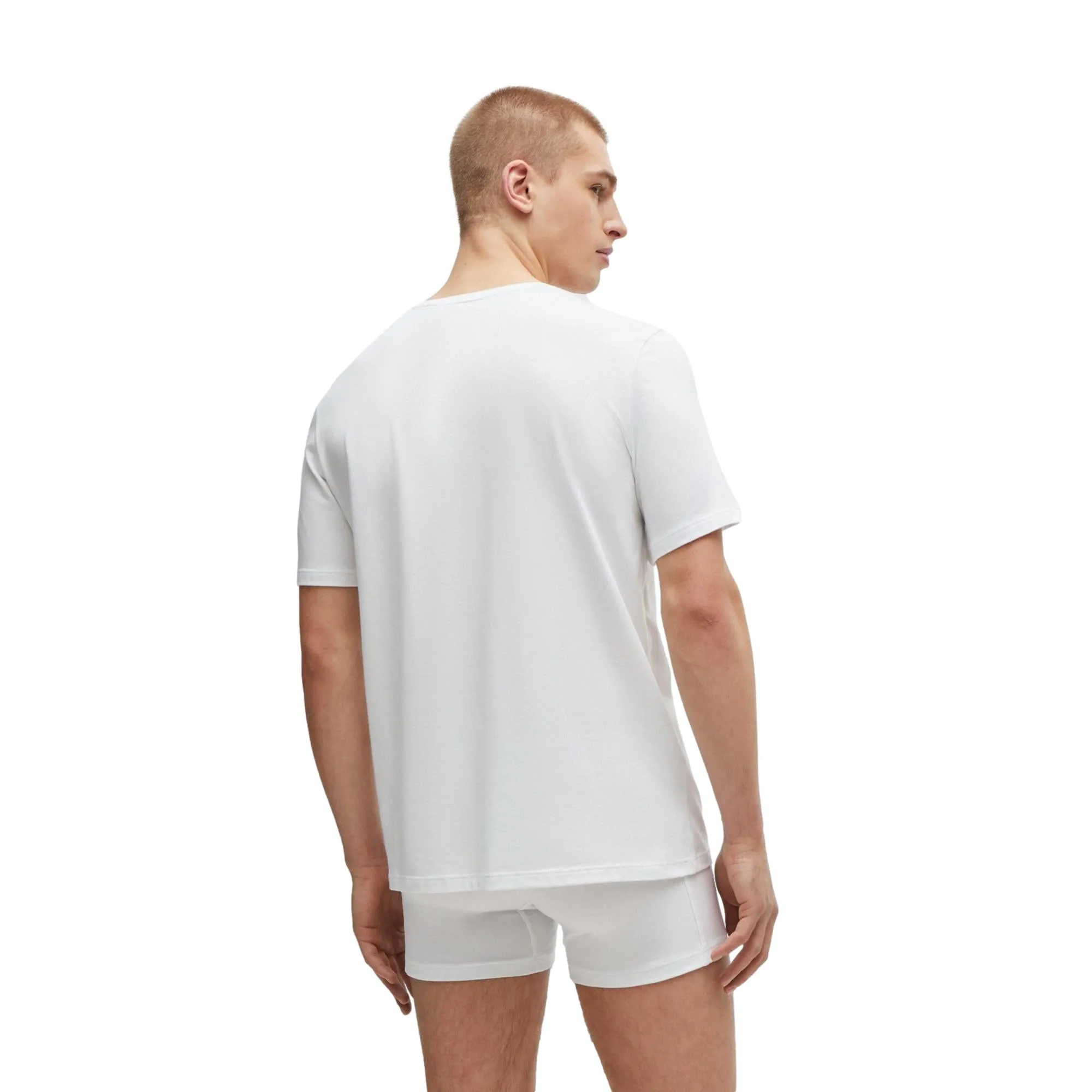 BOSS Men Mix & Match Stretch-Cotton Regular Fit T-Shirt With Logo Detail - White