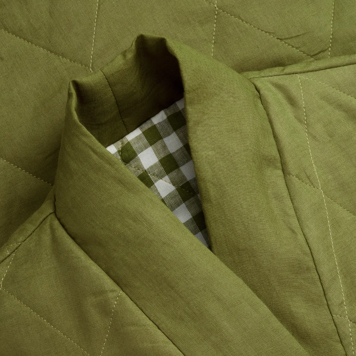 Botanical Green Gingham Linen Housecoat