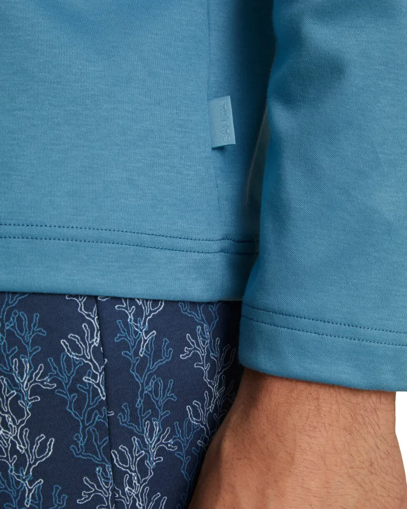Calida Niagara Blue Relax Choice Men's 100% Supima Cotton Pajamas