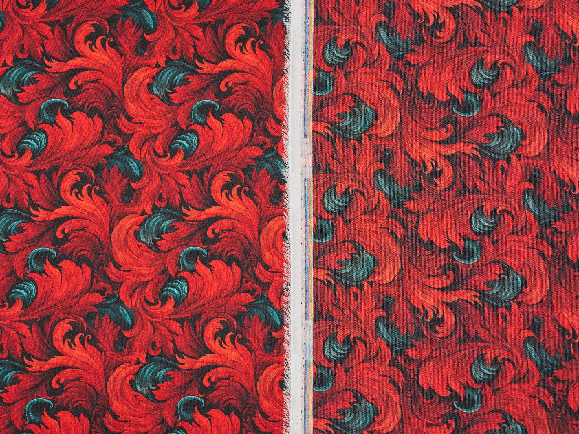 Charmeuse Satin  fabric by the yard -    Fire flames