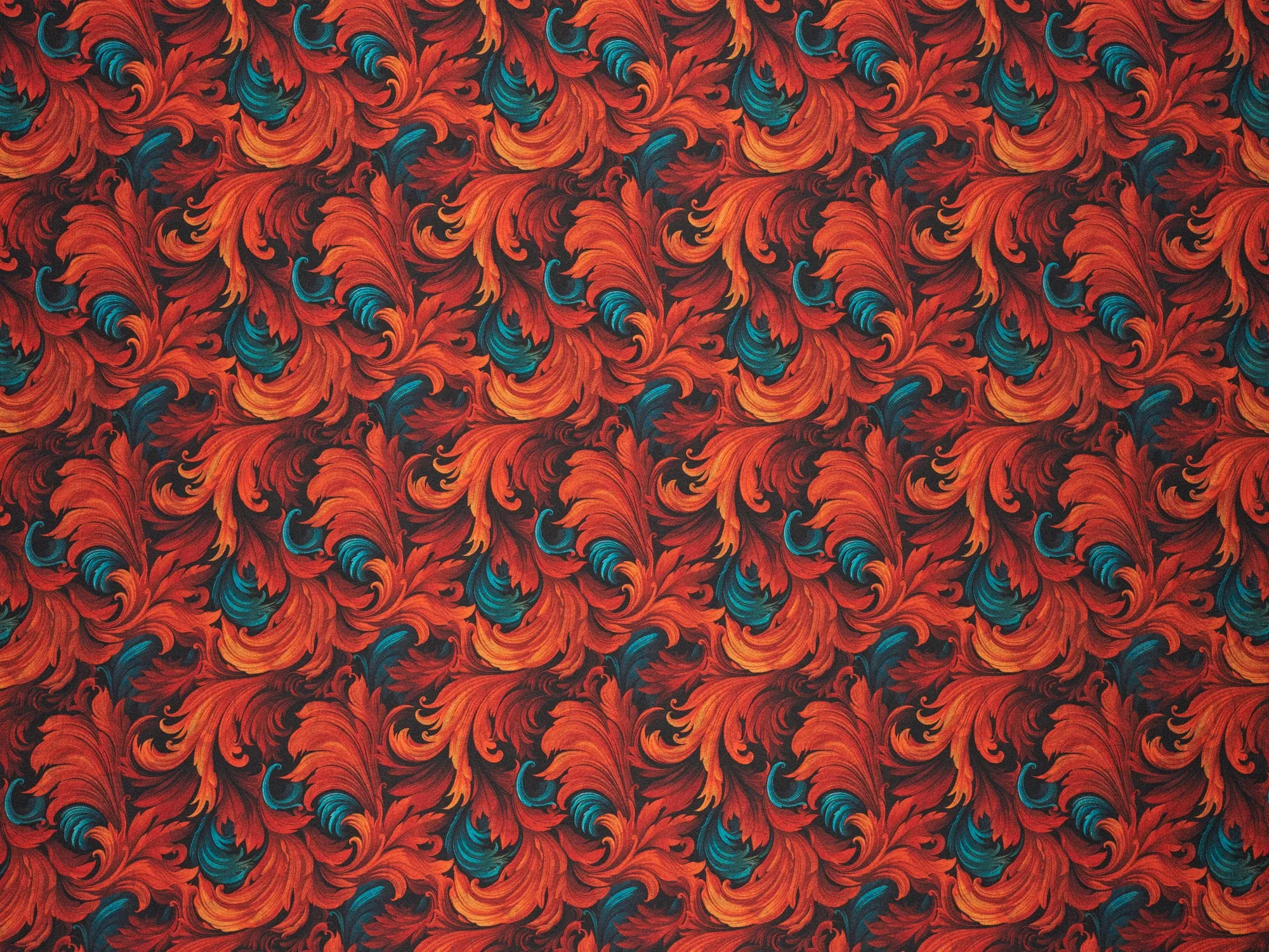 Charmeuse Satin  fabric by the yard -    Fire flames