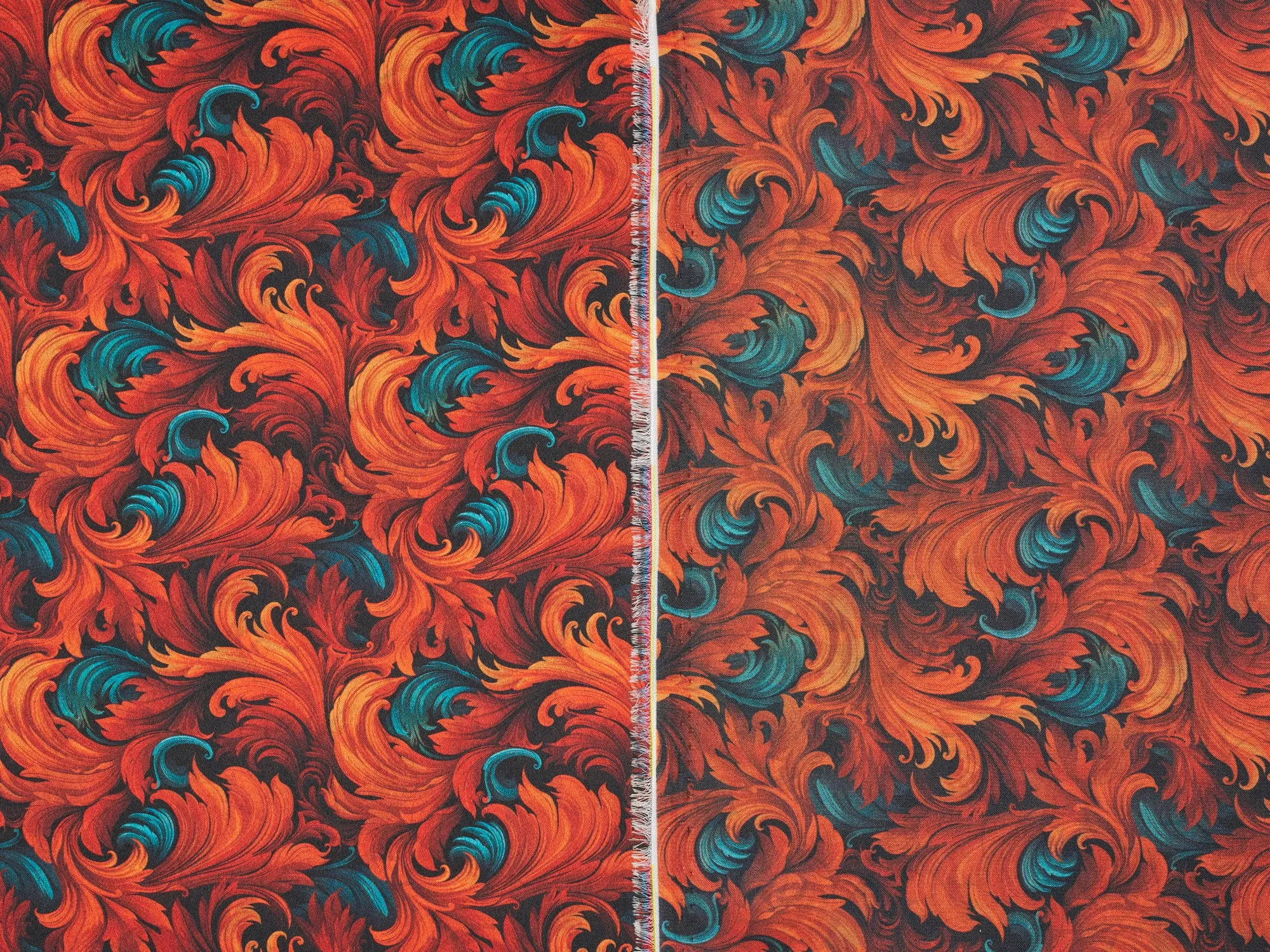 Charmeuse Satin  fabric by the yard -    Fire flames