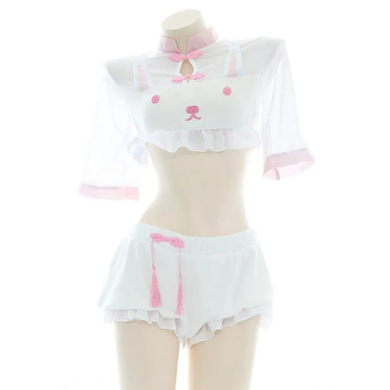 Cute Rabbit Cheongsam Pajama Cosplay Costume