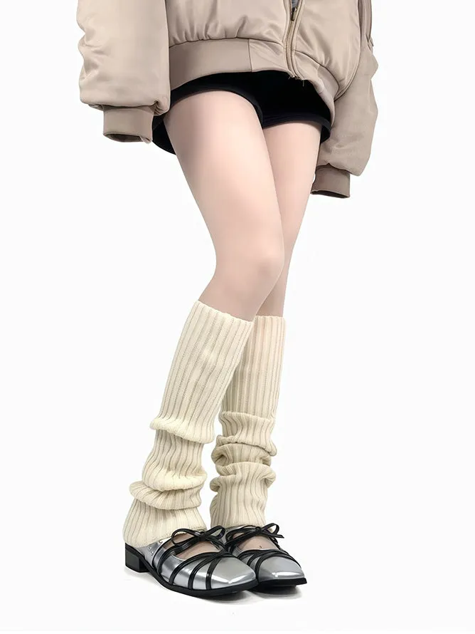 Dark Grey/Off-white/Dark Green Knitted Leg Warmers