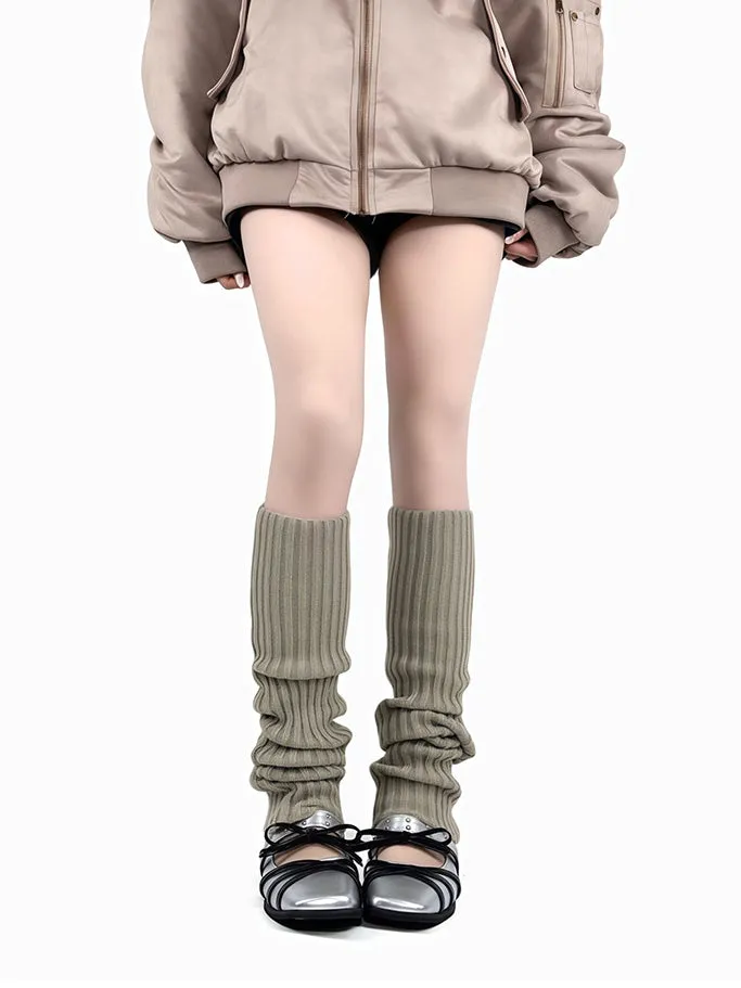 Dark Grey/Off-white/Dark Green Knitted Leg Warmers