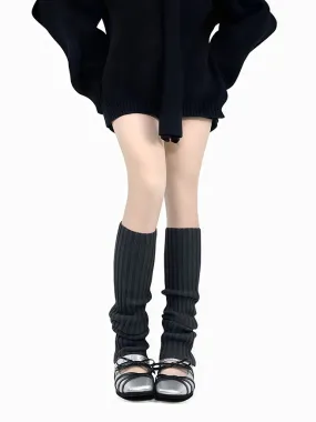 Dark Grey/Off-white/Dark Green Knitted Leg Warmers