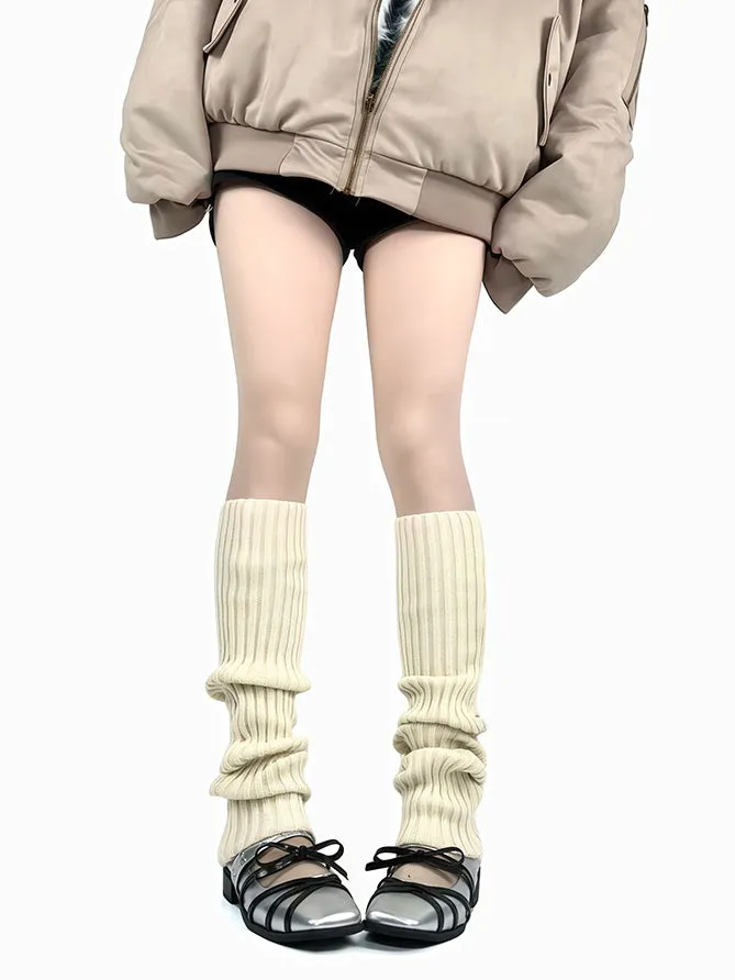 Dark Grey/Off-white/Dark Green Knitted Leg Warmers