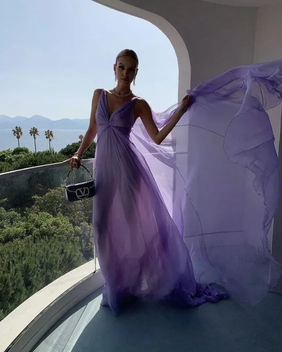 Elegant Lilac Long Prom Dress Party Evening Gowns Charming Formal Dress