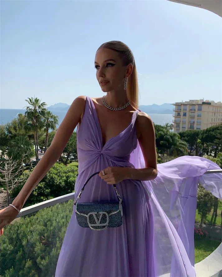 Elegant Lilac Long Prom Dress Party Evening Gowns Charming Formal Dress