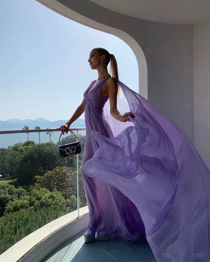 Elegant Lilac Long Prom Dress Party Evening Gowns Charming Formal Dress