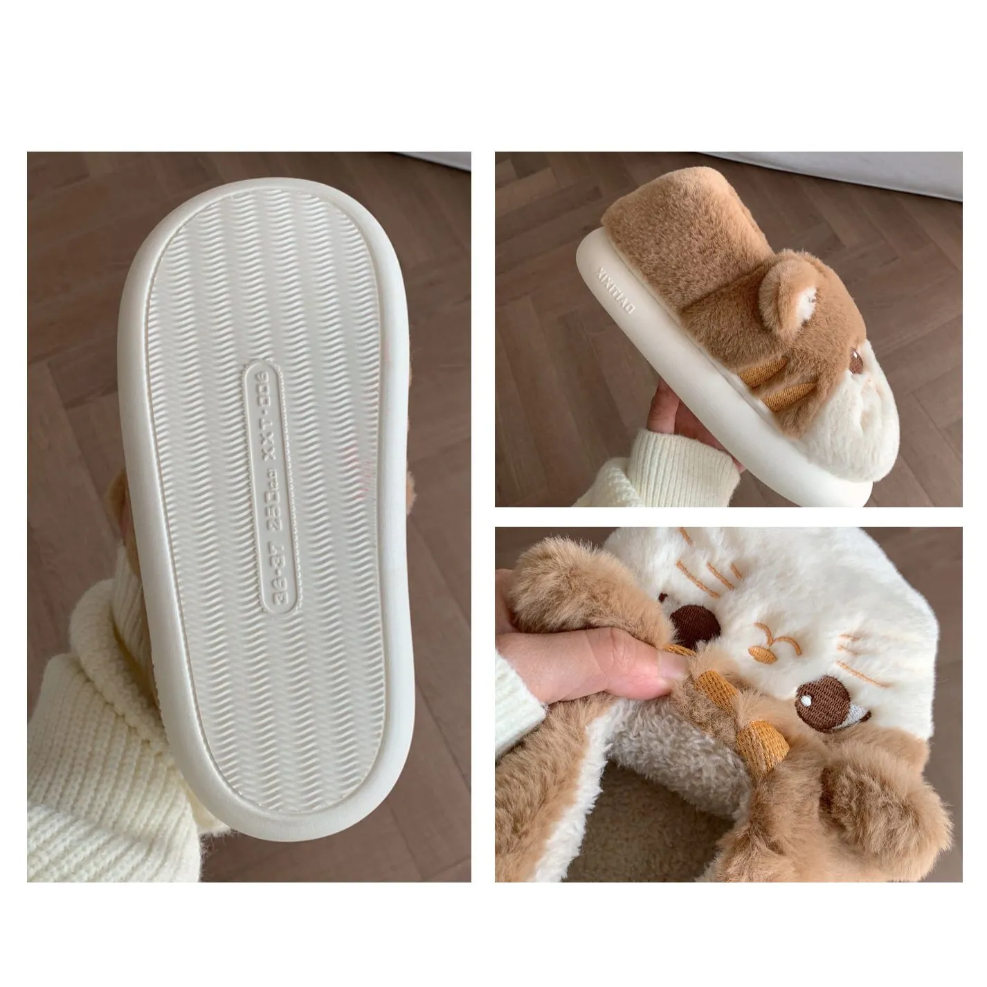 Kawaii Cartoon Hamster Plush Slippers