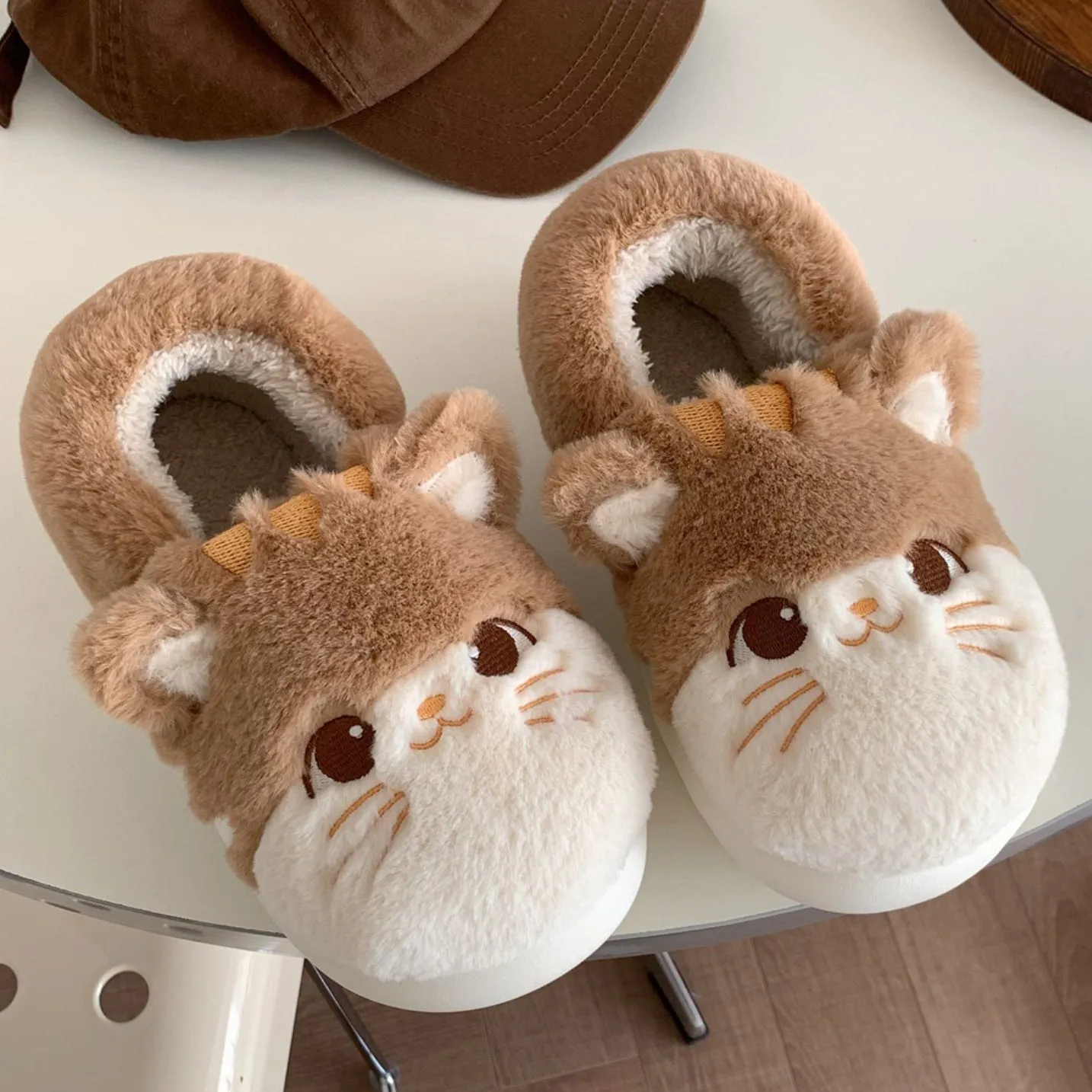 Kawaii Cartoon Hamster Plush Slippers
