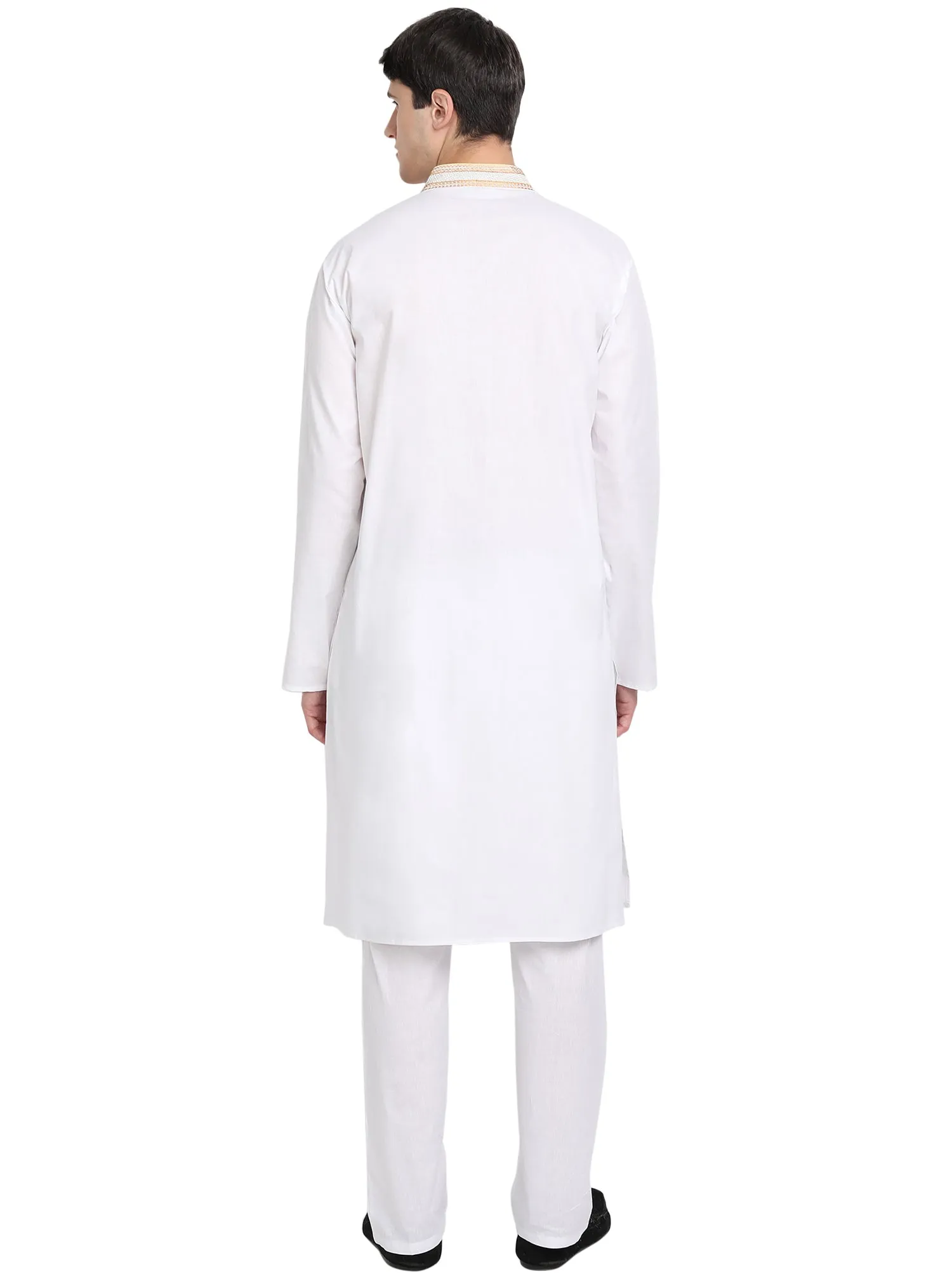 Kurta Pajama Set For Men Long Sleeve Cotton Party Dress White