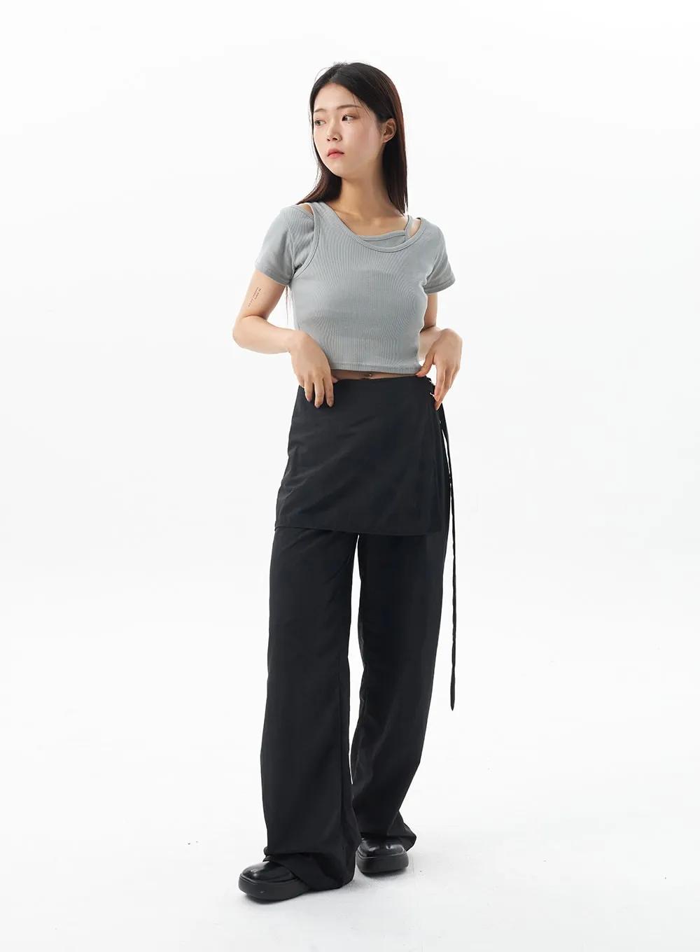 Layered Cropped Tee OU319