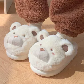 Lovely Cartoon Bear Plush Slippers