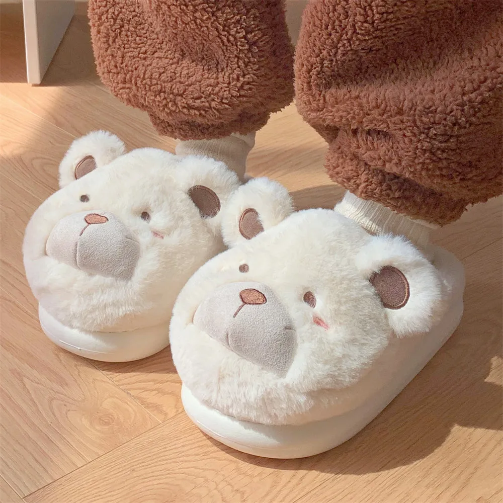Lovely Cartoon Bear Plush Slippers