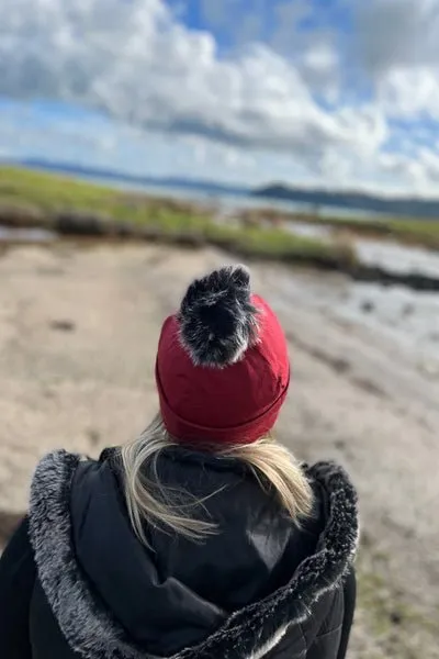 POM POM DETACHABLE FOR 100% MERINO BEANIE BLACK & GREY
