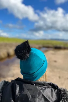 POM POM DETACHABLE FOR 100% MERINO BEANIE BLACK