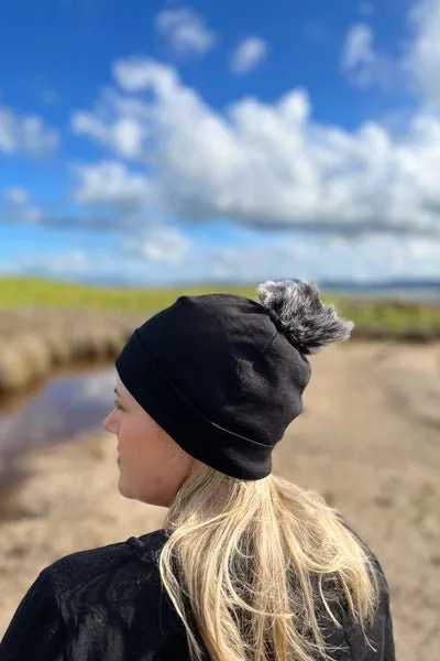 POM POM DETACHABLE FOR 100% MERINO BEANIE GOLD & BLACK