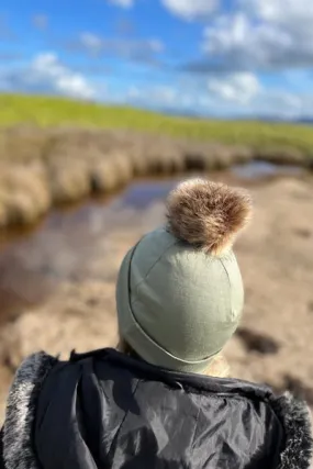 POM POM DETACHABLE FOR 100% MERINO BEANIE TAN & BLACK