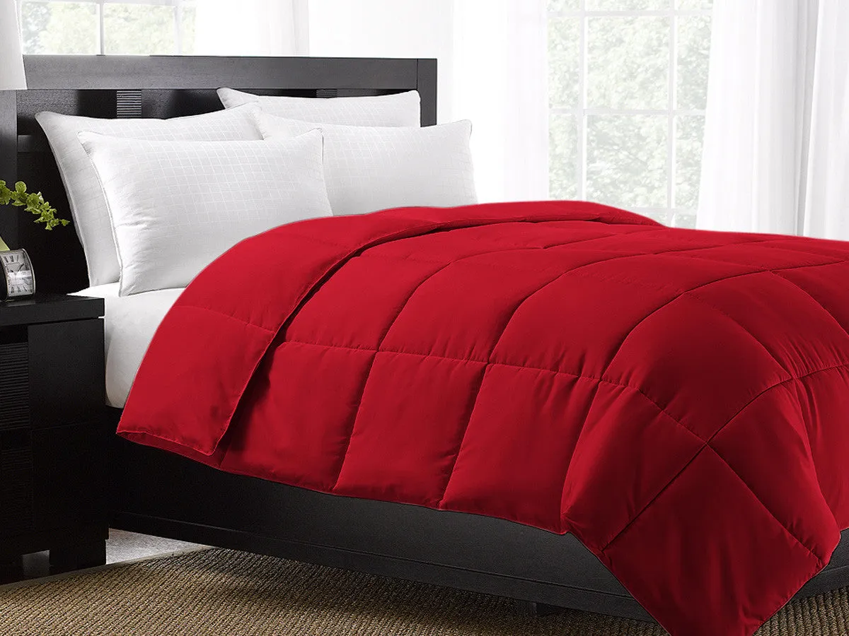 Red Exquisite Hotel Collection Down Alternative Comforter / Twin Size