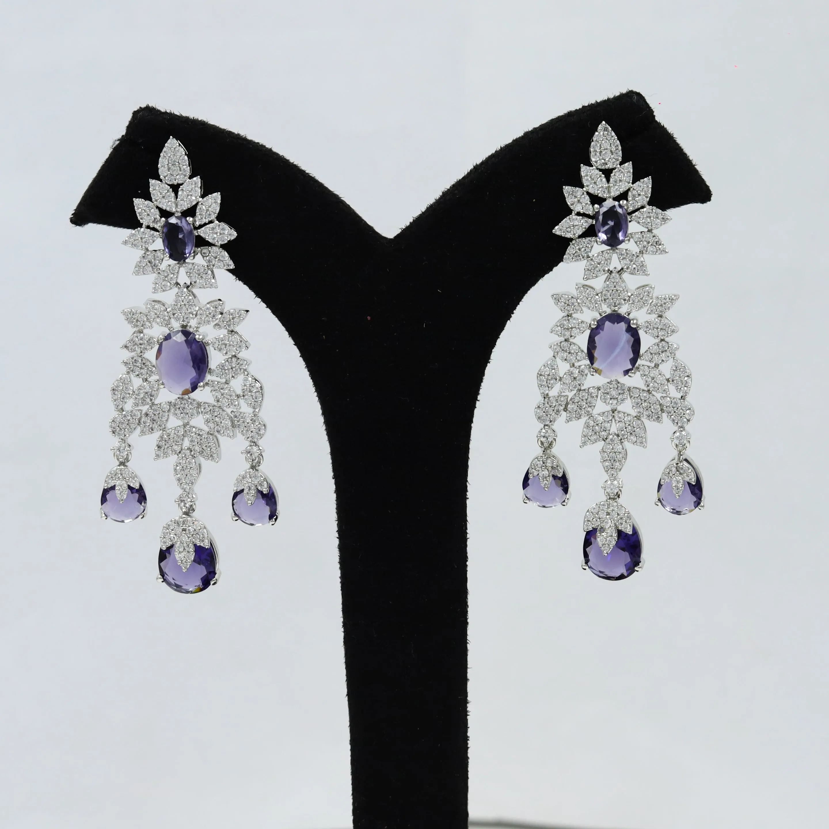 Round Neck Zircon/AD Necklace Set 12945-31