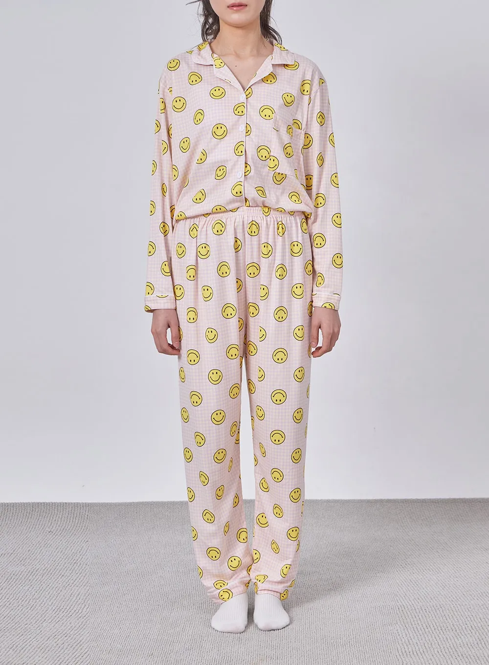 Smiley Plaid Pajama Set IF324