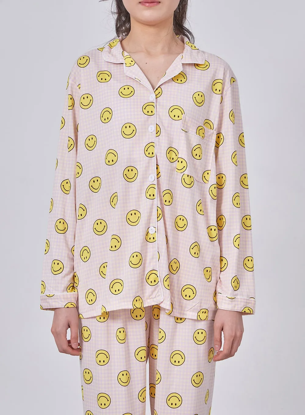 Smiley Plaid Pajama Set IF324