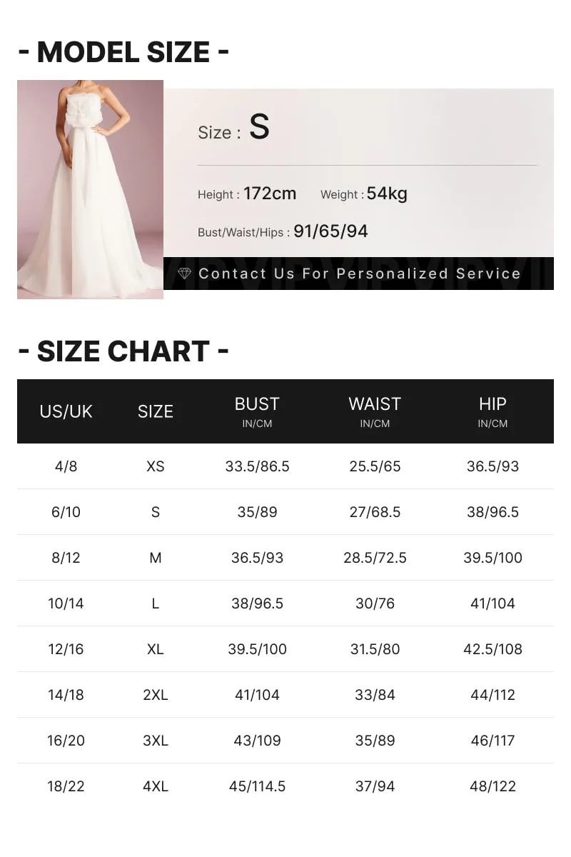 Strapless A-line Organza Large Floral Wedding Dress