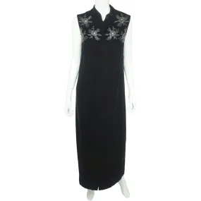 Vintage 1960s Black Velvet Evening Dress Gown Bards Toronto Claire Haddad Size L