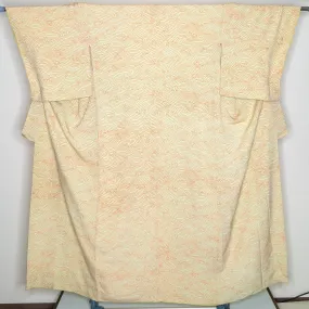 Vintage 1970s Beige Yellow Kimono - Ocean Waves - The Great Wave off Kanagawa Inspired