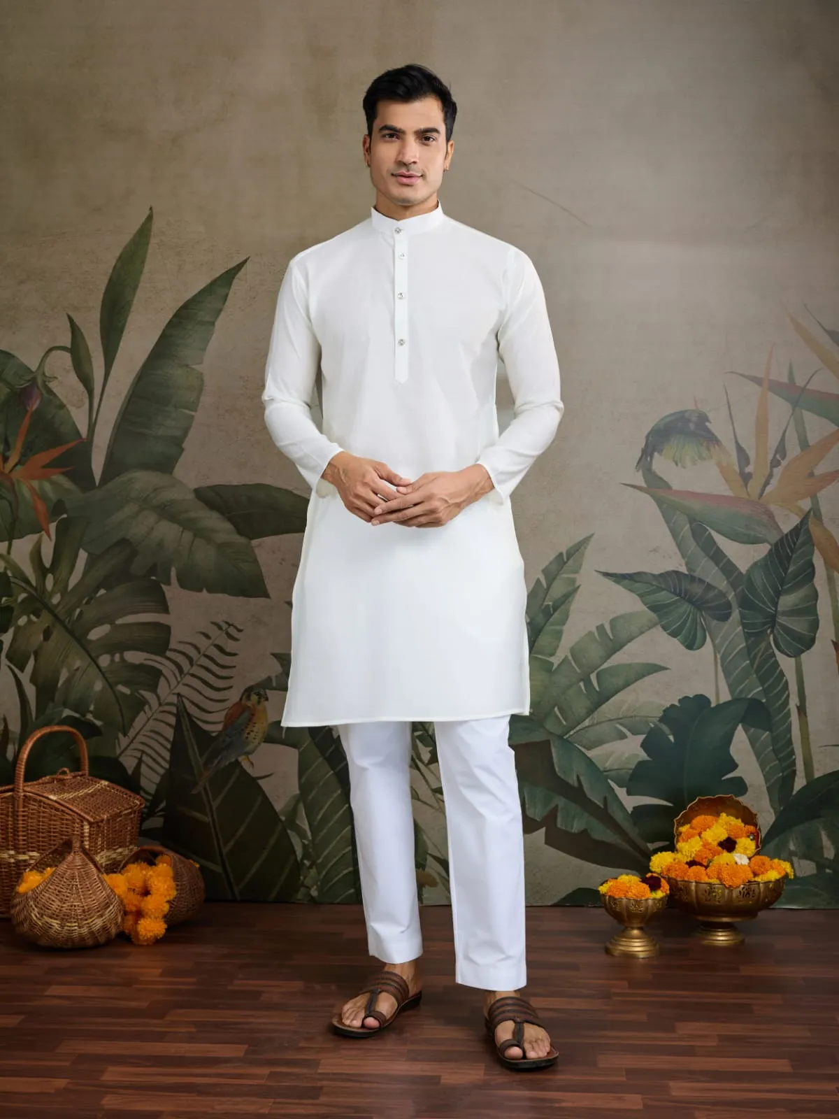 White Viscose Rajwadi Silk Heavy Thread Work Kurta Payjama With Koti Jacket