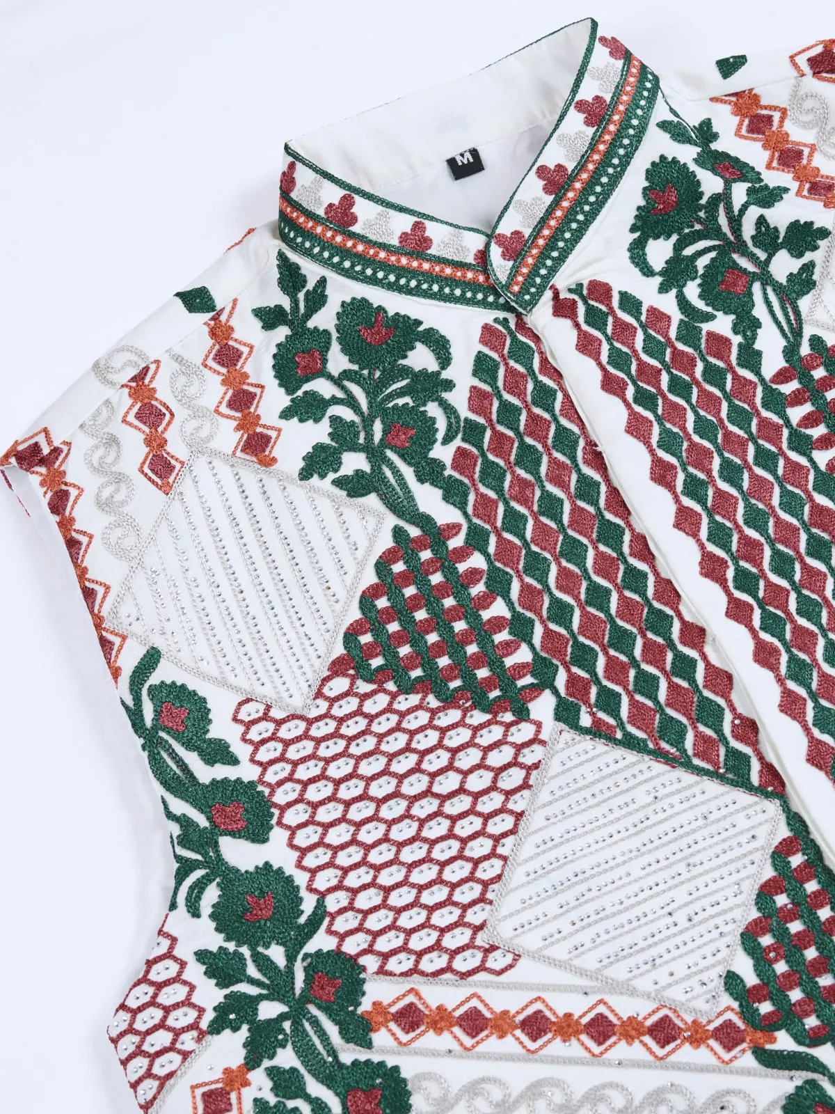 White Viscose Rajwadi Silk Heavy Thread Work Kurta Payjama With Koti Jacket