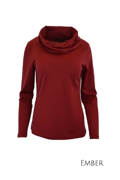 WOMENS 100% MERINO WOOL (210) COWL NECK LONG SLEEVE JUMPER EMBER